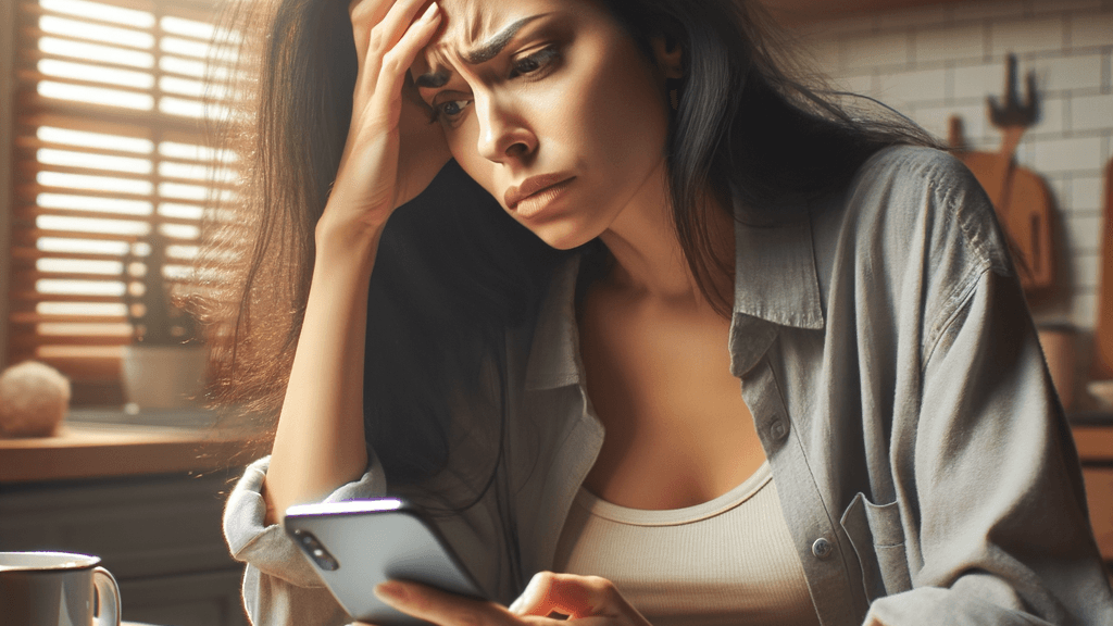 A frustrated mother struggling with the OurFamilyWizard app