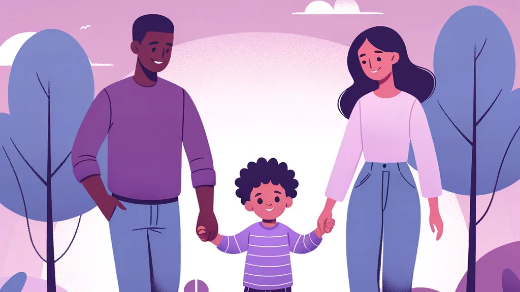 Illustration of a happy family building a brighter future together