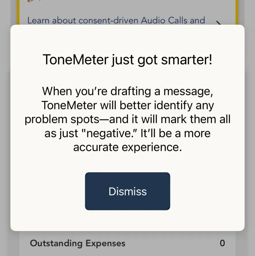 OurFamilyWizard app screenshot focusing on new features for family communication and management.