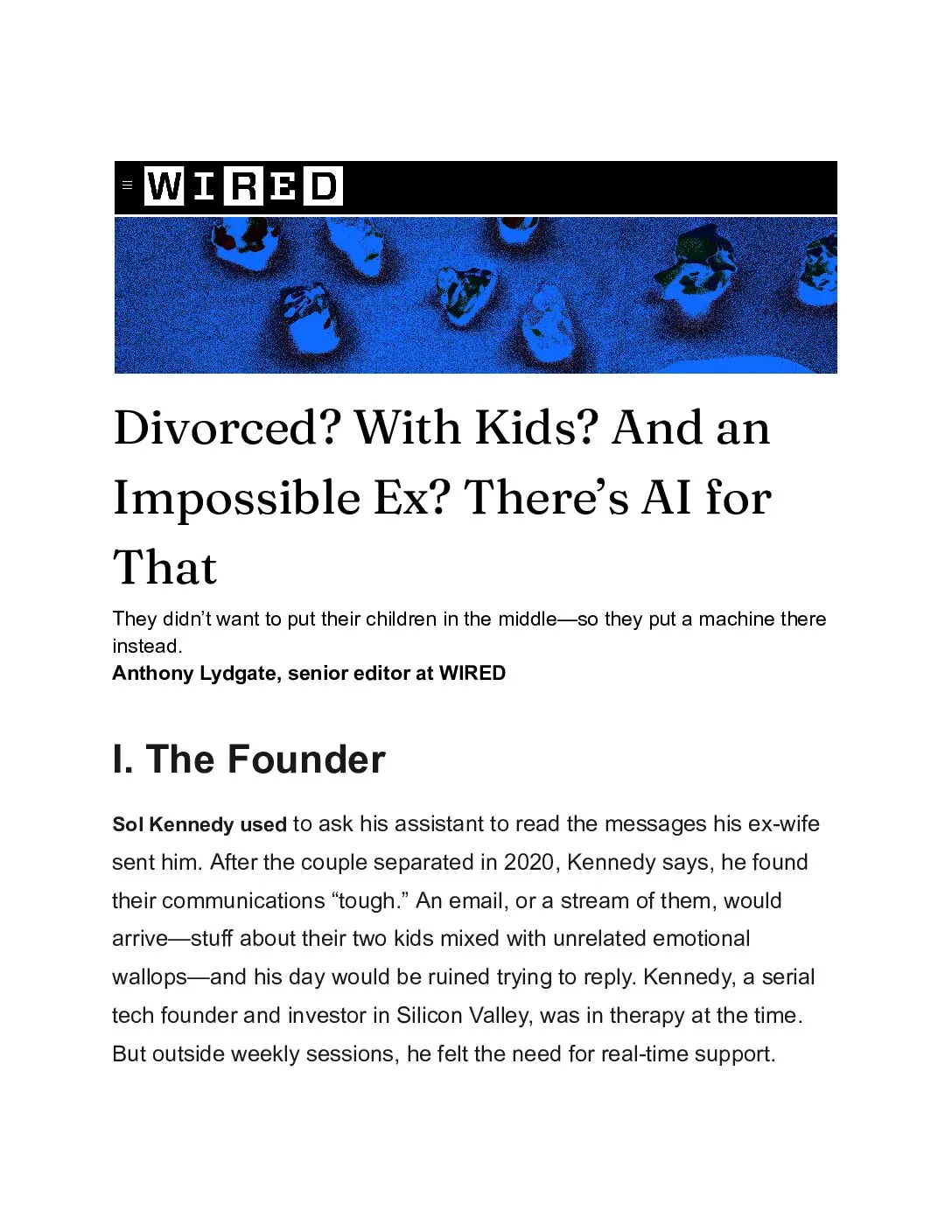 WIRED article: Divorced? With Kids? And an Impossible Ex? There’s AI for That.