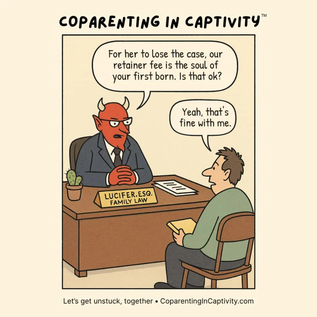 Comic about high conflict coparents weaponizing family court
