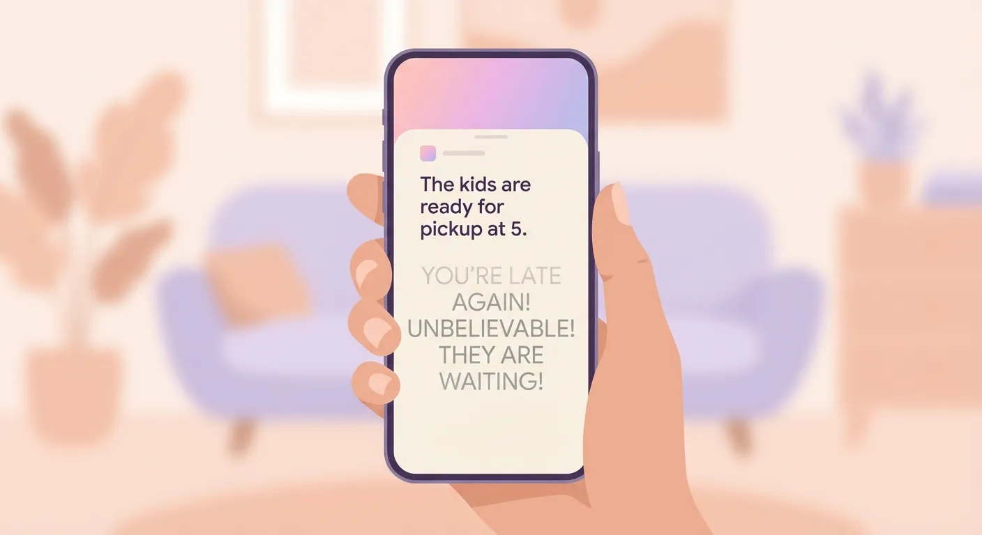 Coping with co-parenting anxiety using AI moderation in a communication app.