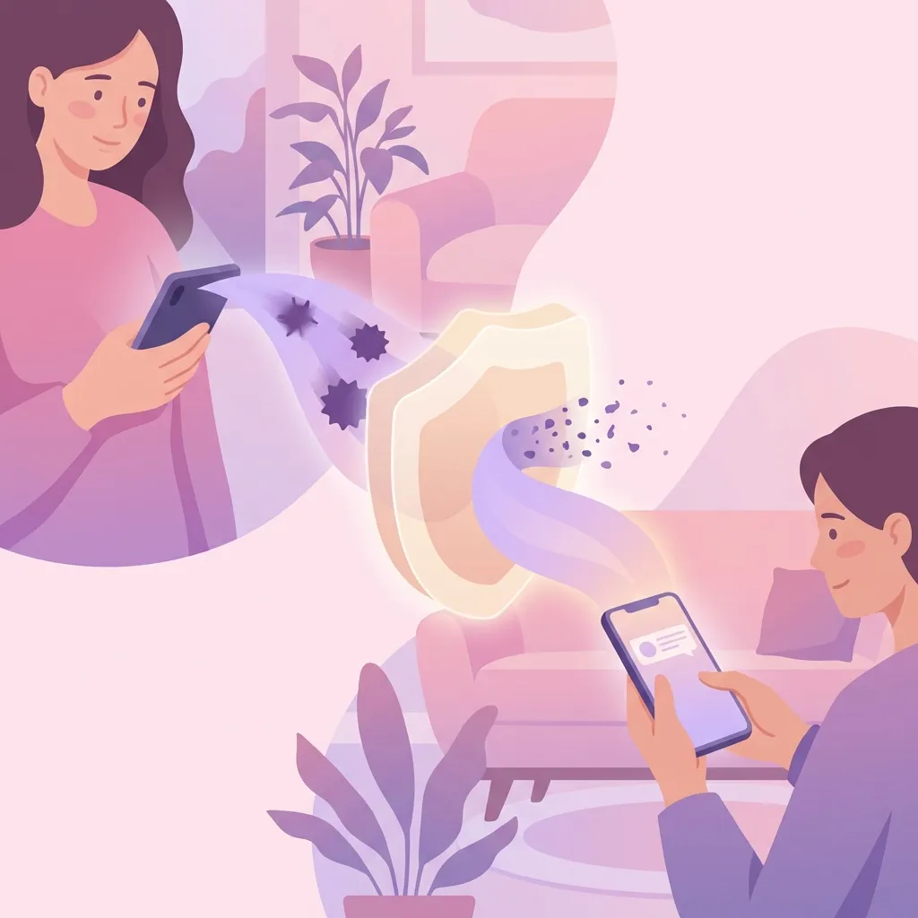 Illustration showing how a court ordered parenting app filters high-conflict messages between co-parents.