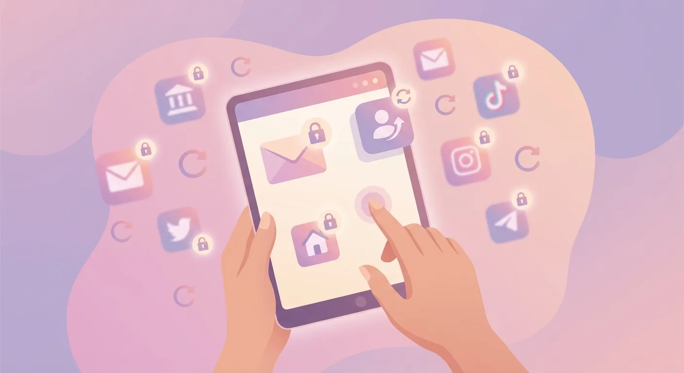 Hands changing passwords to secure accounts from an ex-partner during divorce, ensuring digital safety during divorce.