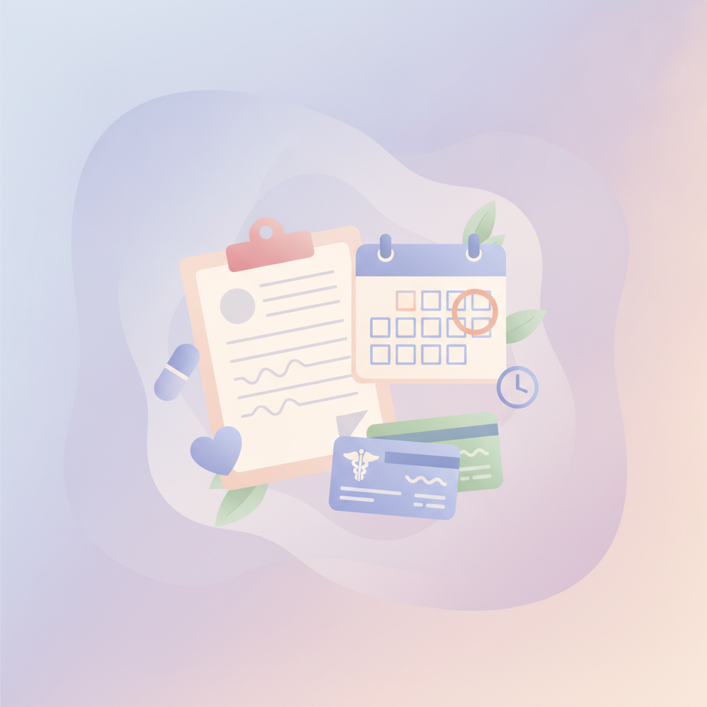 Digital illustration representing organized co-parenting medical records and insurance tracking.