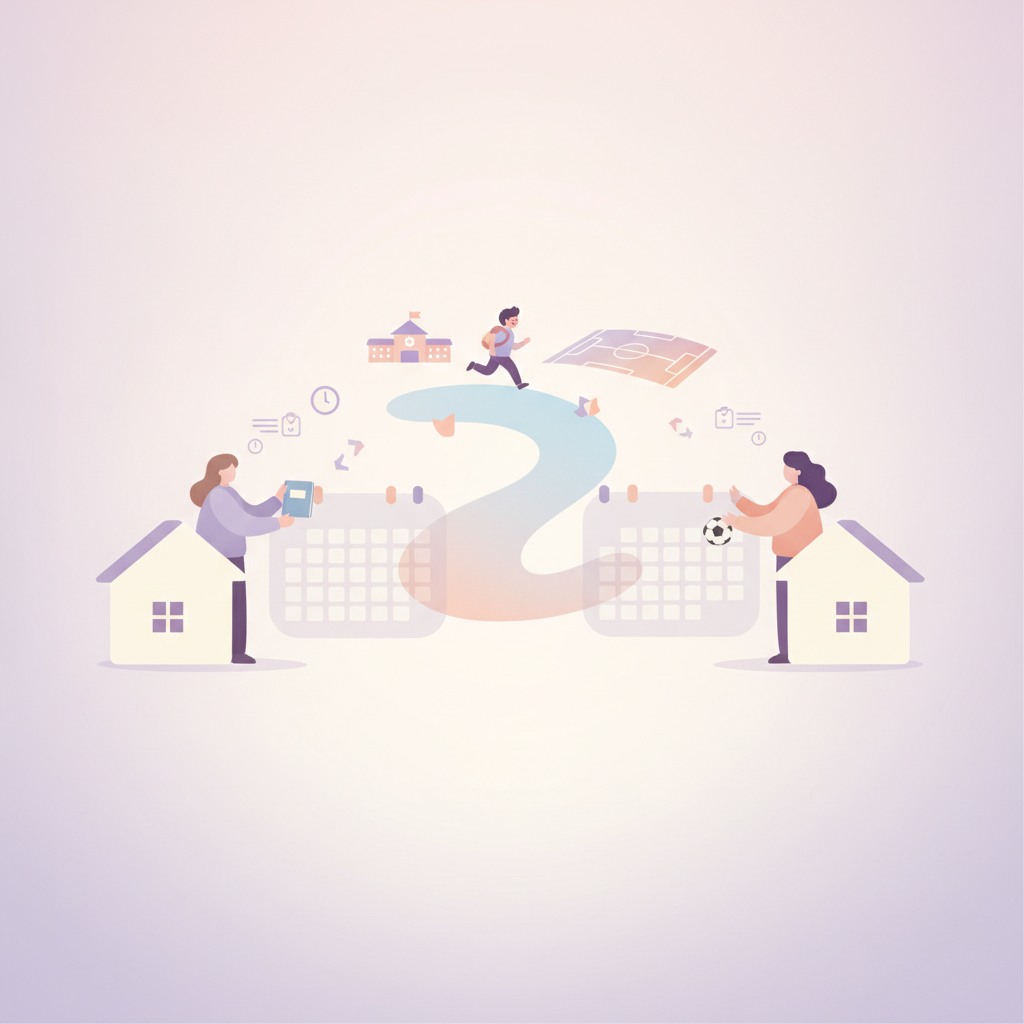 Illustration representing child-centered co-parenting and stepparent boundary management.