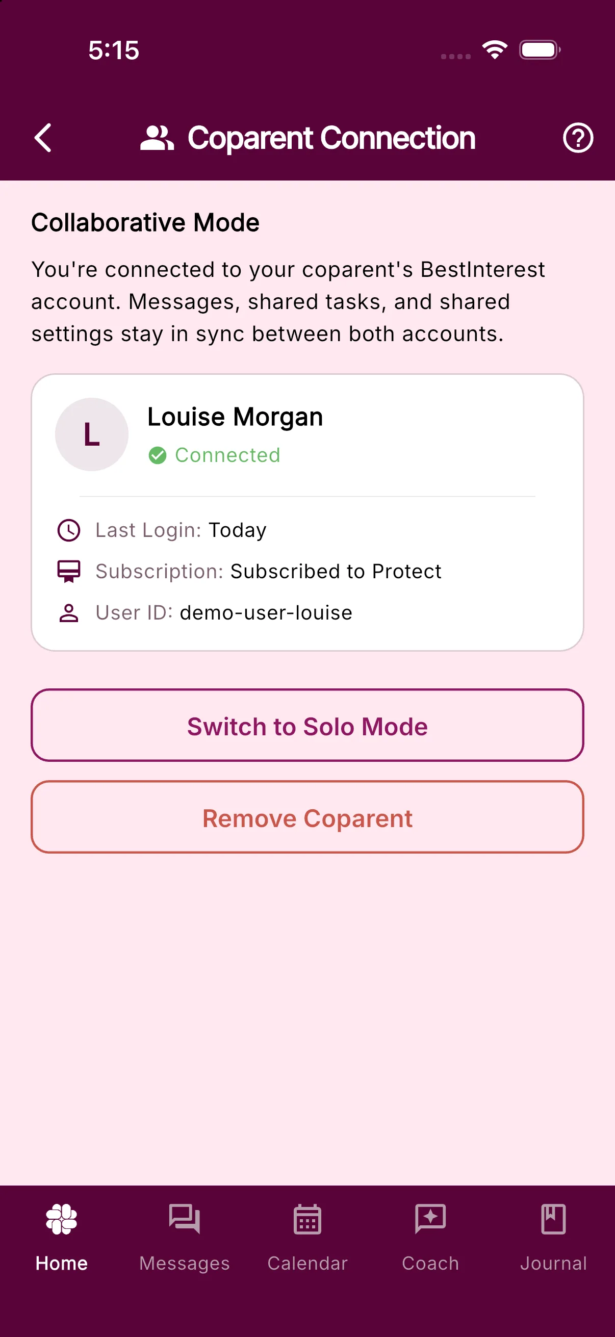 Coparent Connection in Collaborative Mode