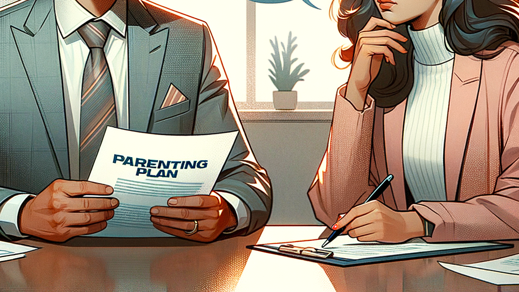 Parents looking over an effective co-parenting plan in a high conflict coparenting situation. Having good records is viral when coparenting with a narcissist