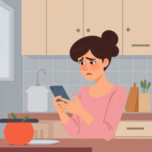 Mother Coparent struggling with challenging communication from her coparent