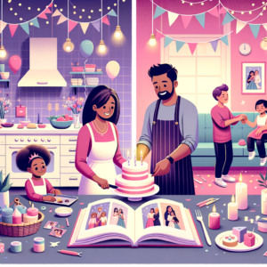 Coparents celebrating a birthday party