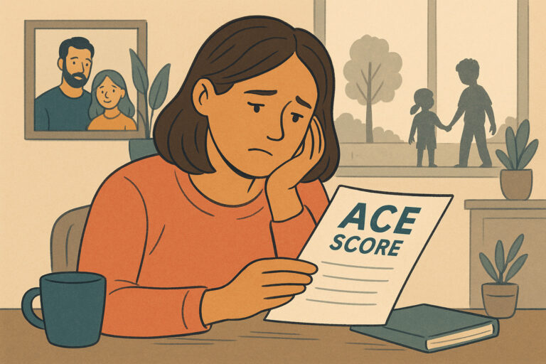 Mother examines her ACE score