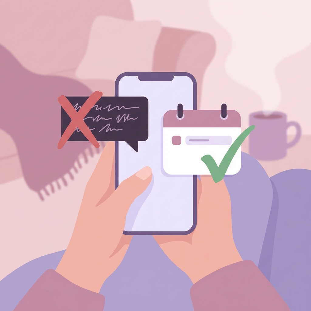 A smartphone screen visualizing parallel parenting rules by blocking toxic messages and approving logistical calendar events in a co-parenting app.